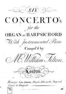 Partition violon 2 Concertino, 6 Concerto s pour pour orgue ou clavecin avec Instrumental parties