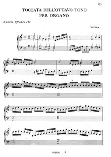 Partition complète, Toccata dell Ottavo Tono per Organo, Quagliati, Paolo