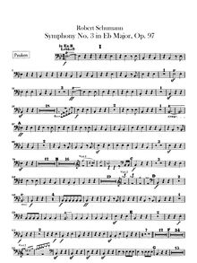 Partition timbales, Symphony No.3, Op.97, "Rhenish", E♭ Major