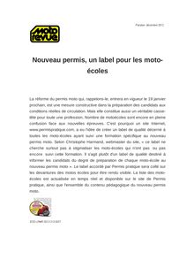 Nouveau permis, un label pour les moto-écoles