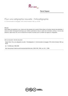 Pour une calligraphie nouvelle : l infocalligraphie - article ; n°1 ; vol.94, pg 63-65