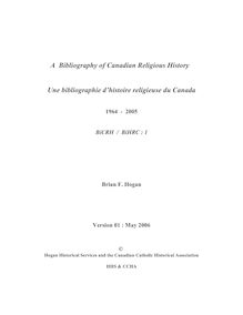 A Bibliography of Canadian Religious History Une bibliographie d ...