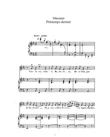 Partition complète (Eb Major: haut voix et piano), Printemps dernier
