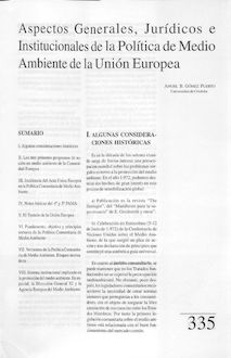 Aspectos Generales, Juridicos e Institucionales de la Política de Medio Ambiente de la Unión Europea
