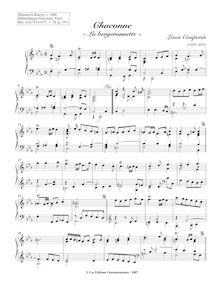 Partition Chaconne « La bergeronnette », Pièces de clavecin du manuscrit Bauyn