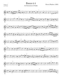 Partition ténor viole de gambe 2, octave aigu clef, 9 Dances à 4 par Pierre Phalèse