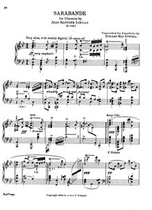 Partition No.6 - Sarabande (Loeilly), From pour 18th Century, 11 Harpsichord & Clavichord Pieces Transcribed for the Piano