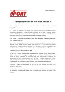 "Remporter enfin un titre avec Toulon !"