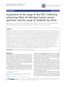 Assessment of the range of the HIV-1 infectivity enhancing effect of individual human semen specimen and the range of inhibition by EGCG