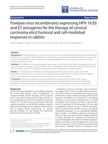 Fowlpox virus recombinants expressing HPV-16 E6 and E7 oncogenes for the therapy of cervical carcinoma elicit humoral and cell-mediated responses in rabbits