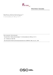 Barthes phénoménologue ? - article ; n°1 ; vol.63, pg 101-111