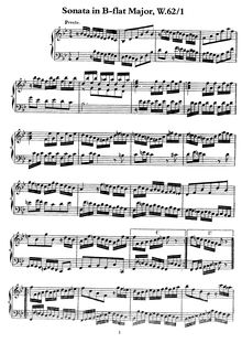 Partition complète, Sonata en B♭, Wq.62/1, Bach, Carl Philipp Emanuel