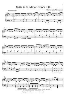 Partition complète, Partita en G major, GWV 143, G major, Graupner, Christoph