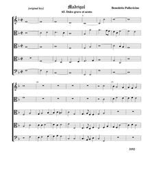 Partition 6, Dolce grave et acuto - original keyComplete score (Tr T T T B), Il quinto libro de madrigali a cinque voci.