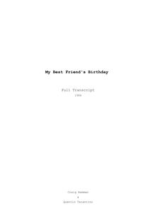 My Best Friend's  Birthday, le premier script de Quentin Tarantino (inachevé)
