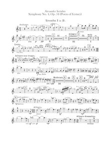 Partition trompette 1, 2, 3, 4, 5 (en B♭), Symphony No.4, Op.54