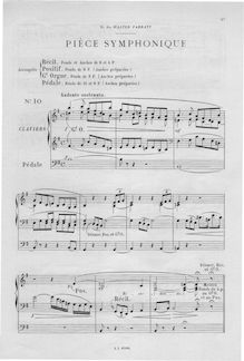Partition Pièce symphonique (mi min), Douze pièces nouvelles pour orgue ou piano-pédalier, Op.59
