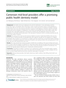 Cameroon mid-level providers offer a promising public health dentistry model