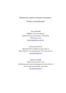 Théories des contrats et réseaux de franchise : Analyse et ...