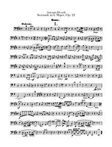 Partition Basses, Serenade pour cordes, Smyčcová serenáda, Dvořák, Antonín