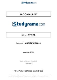 Corrigé BAC STD2A 2015 Mathématiques