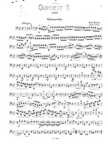Partition violoncelle, corde quintette No.4, G minor, Mozart, Wolfgang Amadeus