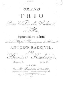 Partition viole de gambe, Grand Trio pour violoncelle, violon et viole de gambe, Op.8