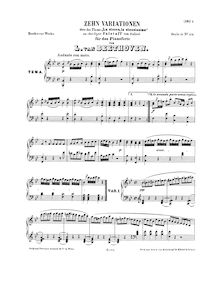 Partition complète, 10 Variations on  La stessa, la stessissima  from pour opéra  Falstaff  by Salieri WoO 73 par Ludwig van Beethoven