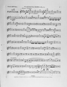 Partition clarinette 1, 2, Fantasie on  Oberons Zauberhorn , Oberons Zauberhorn: grosse Fantasie für das Piano-Forte, mit Begleitung des Orchesters