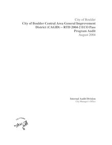 City of Boulder - RTD CAGID ECO PASS Program Audit-Aug