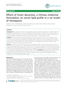 Effects of Erxiandecoction, a Chinese medicinal formulation, on serum lipid profile in a rat model of menopause