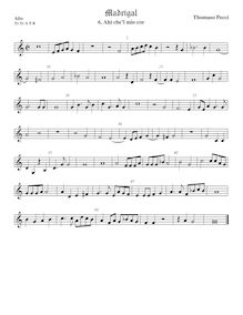 Partition ténor viole de gambe 1, aigu clef, Madrigali a cinque voci par Tommaso Pecci