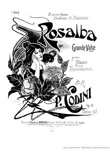 Partition complète (monochrome), Rosalba, Op.5, Grande Valse pour Piano ou Harmonium