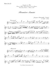 Partition enregistrement  II , partie, Sonates en trio pour 2 flûtes traversières avec la basse