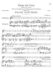 Partition complète, Klage der Ceres, D.323, Lament of Ceres, Schubert, Franz