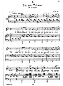 Partition complète, transposition pour low voix, Lob der Tränen, D.711 (Op.13/2)