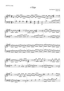 Partition , Giga, Six Suits of leçons pour pour clavecin ou Spinet par John Loeillet