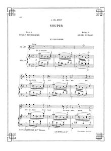 Partition complète (Original key: haut voix), Soupir, D minor par Henri Duparc