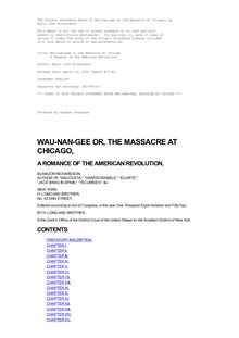 Wau-nan-gee or the Massacre at Chicago - A Romance of the American Revolution