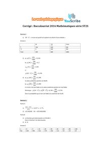 Baccalauréat Mathématiques 2016 série ST2S corrigé