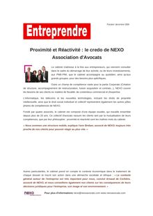 Proximité et Réactivité : le credo de NEXO Association d Avocats