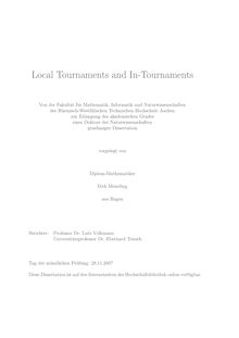 Local tournaments and in tournaments [Elektronische Ressource] / vorgelegt von Dirk Meierling