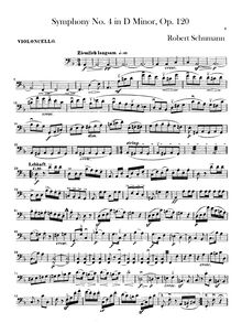 Partition violoncelles, Symphony No.4, Op.120, D minor, Schumann, Robert