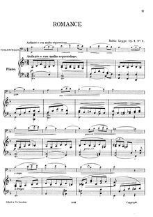 Partition de piano et partition de violoncelle, Romance par Robin Humphrey Legge