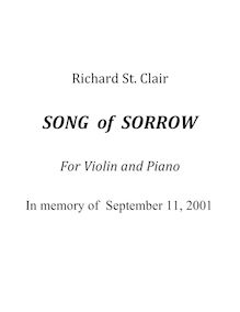 Partition complète, Song of Sorrow pour violon et Piano, St. Clair, Richard