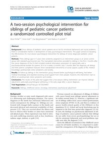 A two-session psychological intervention for siblings of pediatric cancer patients: a randomized controlled pilot trial