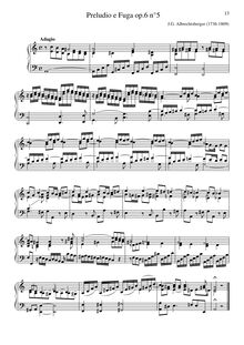 Partition No.5 en a minor, 6 préludes et Fugues, Sei Fughe e Preludie per Il Clavicembalo o Organo