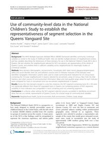 Use of community-level data in the National Children’s Study to establish the representativeness of segment selection in the Queens Vanguard Site