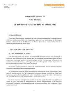 Prépa Sciences Po – Histoire – Fiche – La démocratie française dans les années 1930