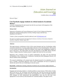 Can Facebook engage students in critical analysis of - Asian ...